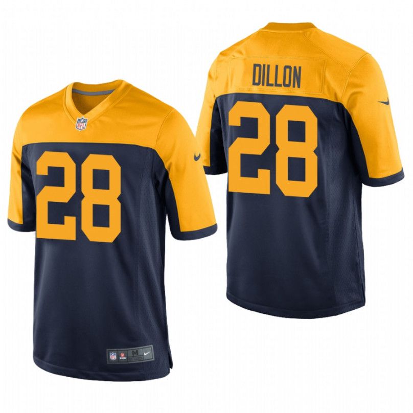 Men Green Bay Packers #28 AJ Dillon Nike Navy Blue Alternate Limited NFL Jersey
